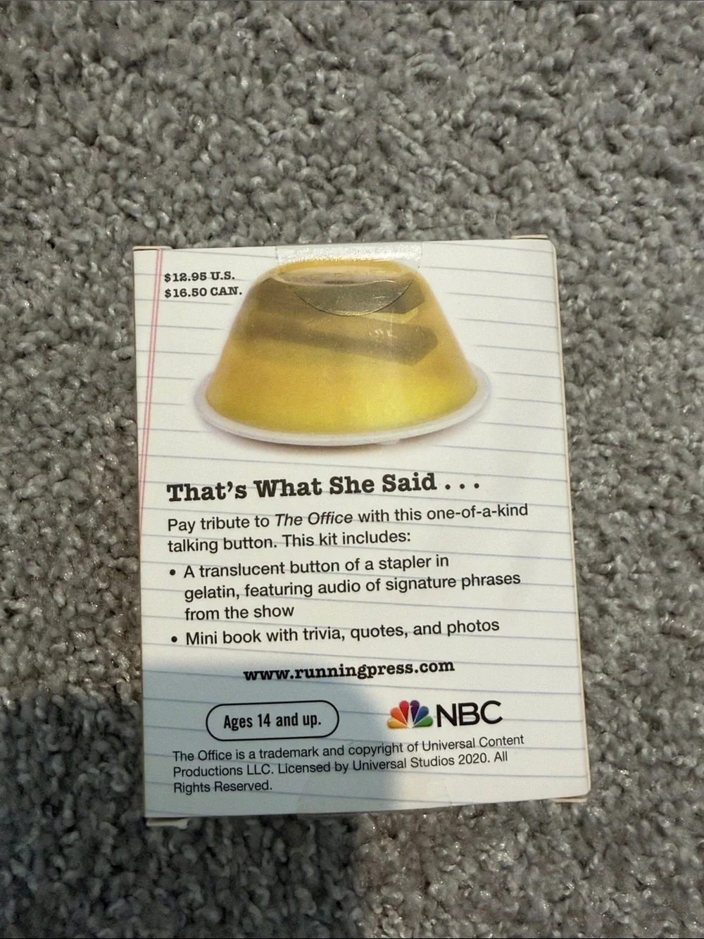 Francesca's Collections Tan & Cream The Office Novelty Button